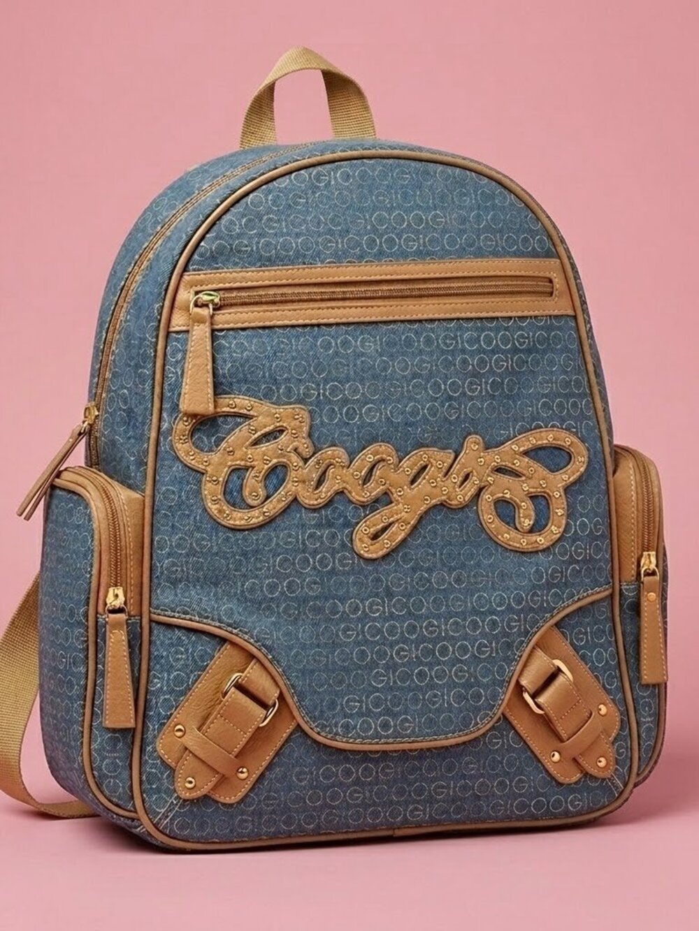 [FREE WITH PURCHASE] Vintage‎ Blue Denim and Brown Leather Backpack